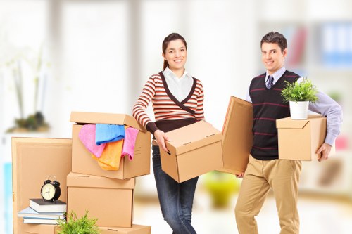 Mover loading boxes and furniture for a North Kensington house or flat move