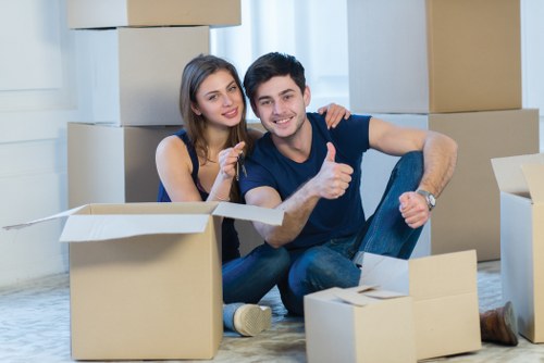 Household moving boxes and furniture for a North Kensington relocation